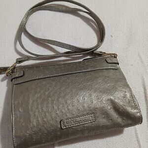 VTG Liz Claiborne Faux Ostrich skin pocketbook bronze AMAZING condition 9x5x2
